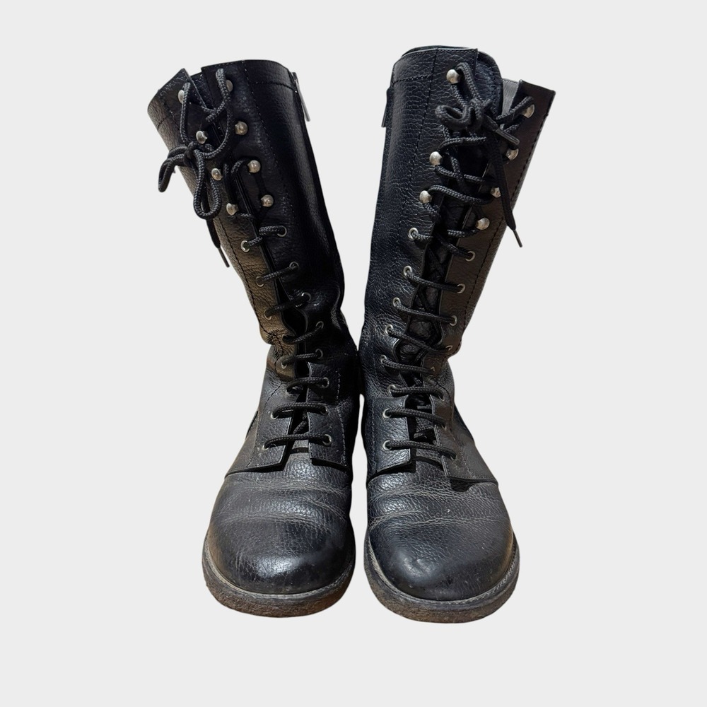 ANGULUS High-Shaft Lace-Up Leather Boots 6720 Size 40/9.5 Leather Combat Goth